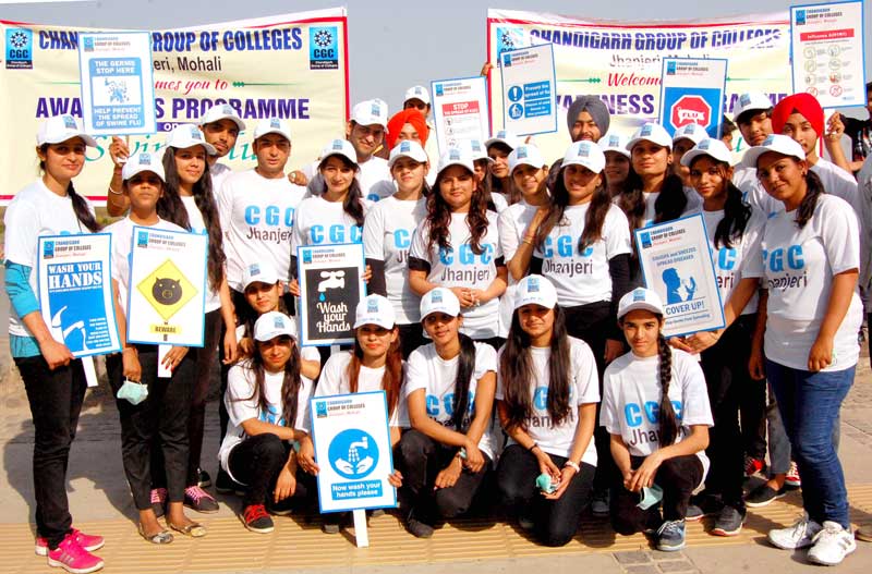 Swine flu awareness programme by CGC Jhanjeri at Sukhna Lake