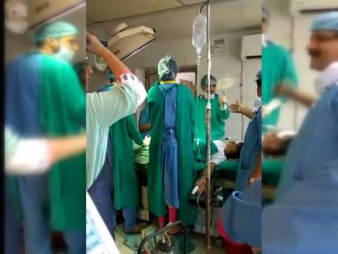 Doctors fight during operation in Jodhpur while performing an emergency C-Section operation