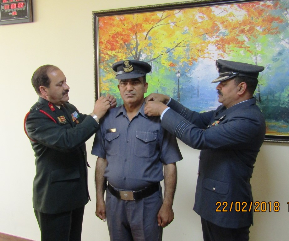 NCC Group Commander Brigadier R S Thakur bestow the rank of First Officer on SO Anil Patel, ANO of DAV