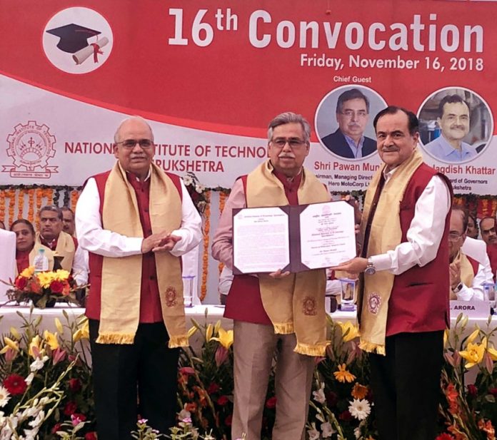 NIT Kurukshetra confers honorary doctorate to Pawan Munjal