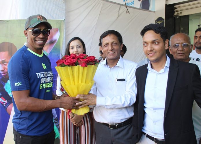 Dwayne John Bravo (DJ Bravo ) unveiled of “DSC DJ Bravo Series Bat” at Cricketer Shop, mohali
