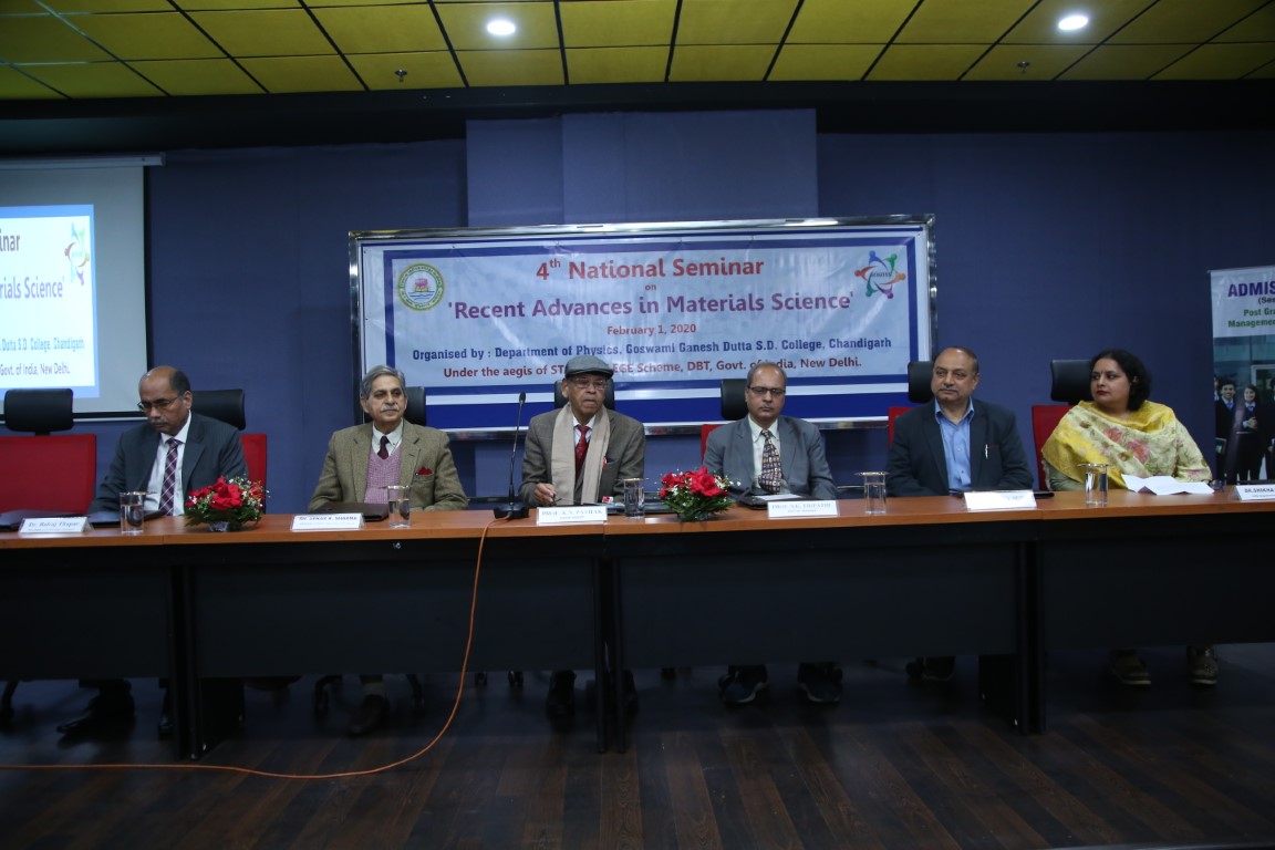 National Seminar on "Recent Advances in Material Science” held at SD College