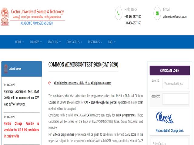 CUSAT CAT 2020 exam dates released, Check complete schedule here