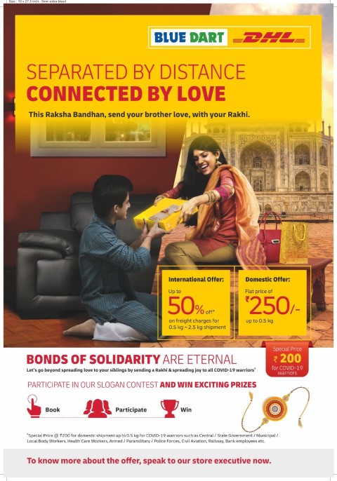 Blue Dart encourages the ‘Bonds of Solidarity’ thanking COVID-19 warriors with a special ‘Rakhi Express’ Offer