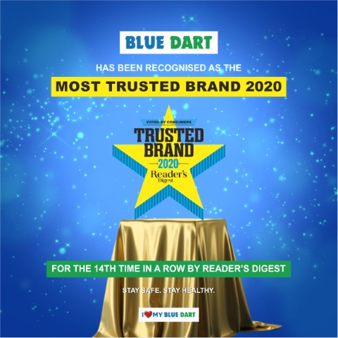 Blue Dart listed as a Reader’s Digest ‘Most Trusted Brand’ for the 14th Year in a row
