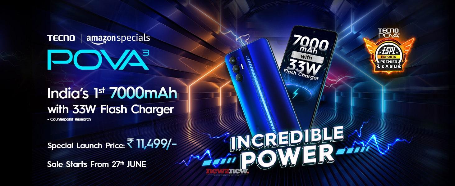 TECNO launches POVA 3 with India’s first 7000mAh battery and 33W fast charger