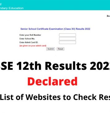 CBSE 12th Results 2022 (Link Active)