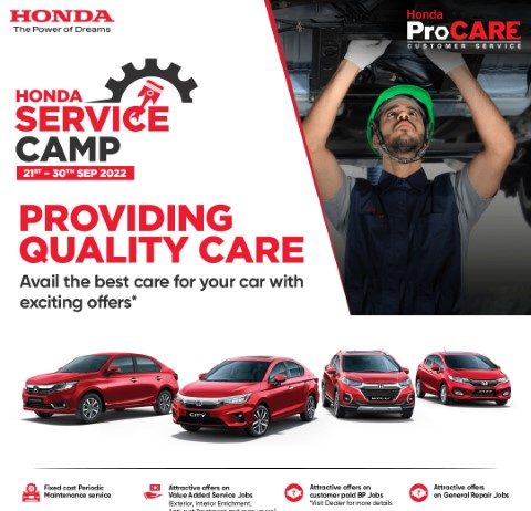 Honda Cars India to Organise Nationwide Service Camp from 21st-30th Sep’2022