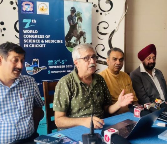 Seventh 'World Congress on Science and Medicine in Cricket' to be held in Chandigarh