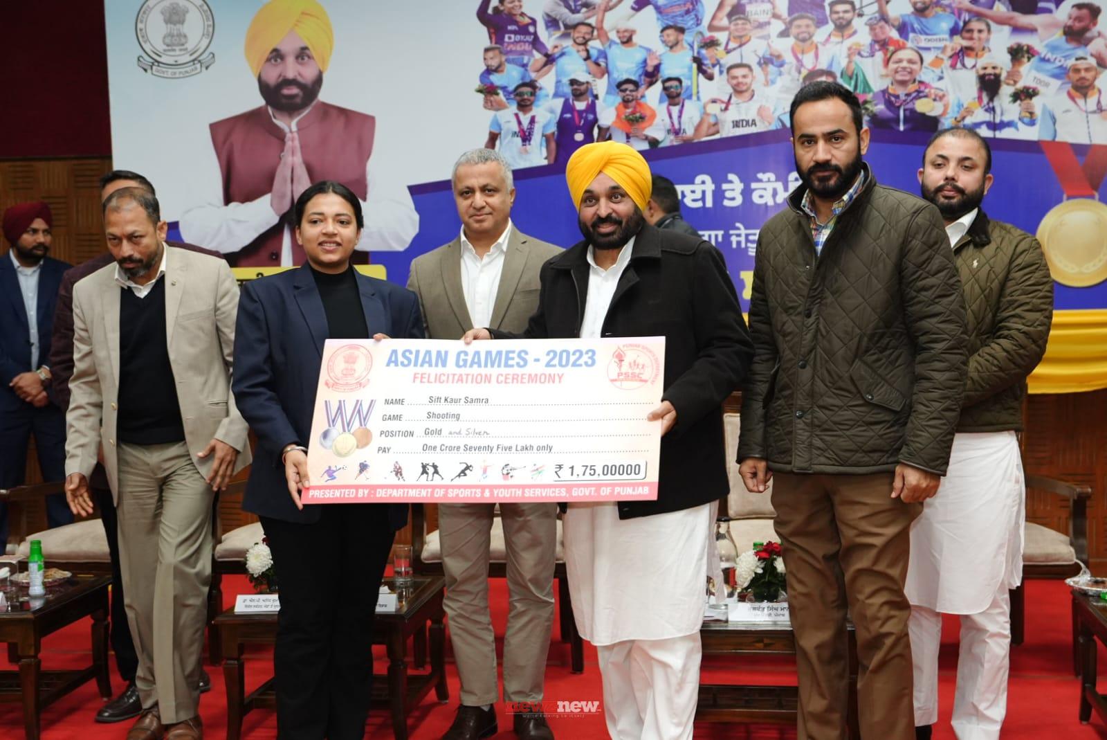Asian games and National games winners thank Punjab Government for giving cash awards of RS. 33.83 crore
