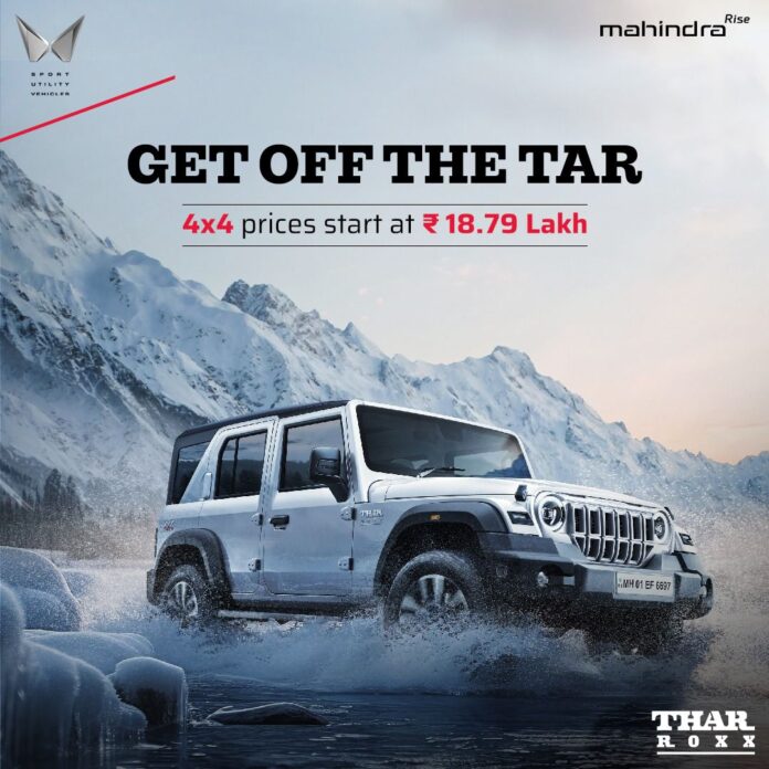 Mahindra announces prices for the 4×4 variants of Thar ROXX