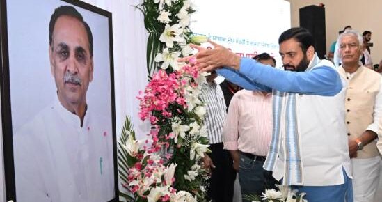 Chief Minister Nayab Singh Saini expresses condolences on the demise of former Gujarat Chief Minister Sh. Vijay Rupani